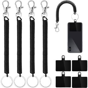 Konohan 4 Sets Phone Lanyard Tether with Patch Phone Tether Phone Strap for Drop Protection Outdoor Hiking Cycling Climbing