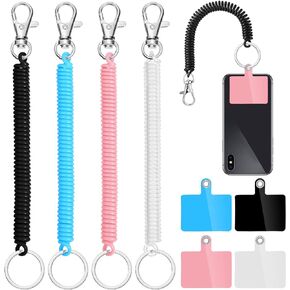Konohan 4 Sets Phone Lanyard Tether with Patch Phone Tether Phone Strap for Drop Protection Outdoor Hiking Cycling Climbing