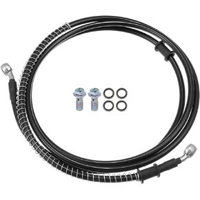 X AUTOHAUX Brake Hose Motorcycle Hydraulic Brake Line Oil Hose Pipe with Spring Protection Fitting for ATV Motorcycle Motocross Racing Bike 220cm Black 1 Set