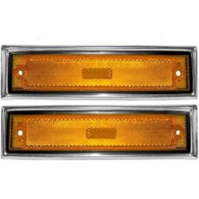 Parts N Go 1978-1987 CK Pickup Suburban Fender Marker Light with Chrome Trim Front Driver & Passenger Side Left Right Hand - 915557 GM2550115, 915558 GM2551107