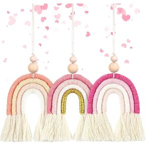 3 Pieces Boho Rainbow Car Charm Essential Oil Diffusers for Car Cute Car Air Fresheners Handmade Hanging Car Accessories Decor for Car Interior (Fresh Style)