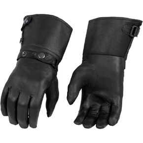 Milwaukee Leather Men's Gauntlet Motorcycle Hand Gloves-Black Leather Long Cuff Snap Closure Thermal Lined-SH264