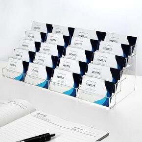 Acrylic Business Card Holder for Desk Multiple Business Card Holders 28 Slot 7 Tier Large Business Card Organizer Business Card Display Rack Clear Plastic Business Card Stand for Home Office