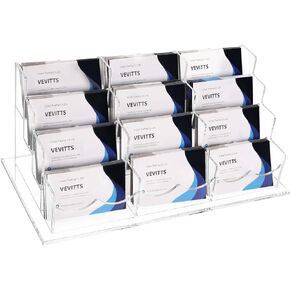 Acrylic Business Card Holder for Desk Multiple Business Card Holders 28 Slot 7 Tier Large Business Card Organizer Business Card Display Rack Clear Plastic Business Card Stand for Home Office