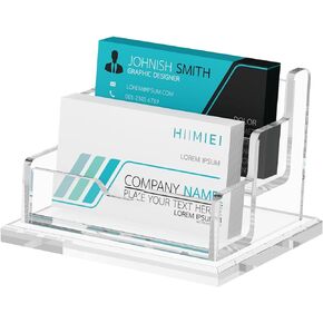 HIIMIEI Business Card Holder for Desk, Acrylic Business Card Holder Display, Multiple Business Card Holder for Office, Exhibition, Home, Restaurant 4 Slot 4 Tier