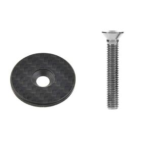 Yaruijia Full Carbon Fiber Headset Top Cap with Titanium Bolt M6 x 35mm for 1-1/8" MTB Road Bike Stem (Matte) (Titanium, Matte Top Cap+M6x35mm Bolt)