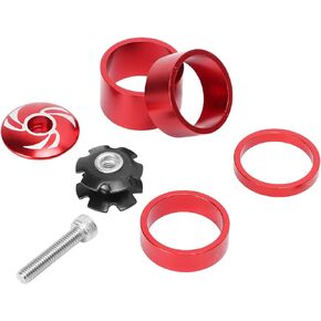 Bike Headset, Light Weight Complete Bicycle Headset Spacer Top Cap Bearings Replacement Parts (red) Riding