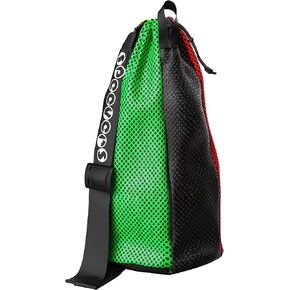 New Mesh Bag For Swimming Gear - 7 Colorful Swimming Bags For Swimmers - Unisex Swim Mesh Bag for Men Women - 35L Mesh Drawstring Backpack with Handle (Xbag Light - Black/Blue)