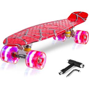 Skateboards, 22" Complete Skateboard, Mini Cruiser Skateboard for Kids Boys Girls Teens Beginners with Colorful Flashing Wheels Skate Tool, Kids Children's Day Gift