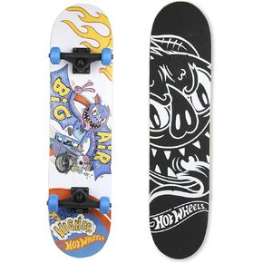Hot Wheels 31 inch Skateboard, 9-ply Maple Desk Skate Board for Cruising, Carving, Tricks and Downhill