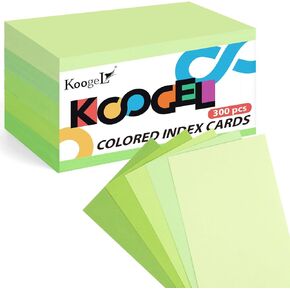Koogel 300PCS Index Cards, 3x5 Inch Colored Index Cards Blank Flash Cards 5 Colors Note Cards Study Cards Notecards for School Learning Office Game Cards Blue
