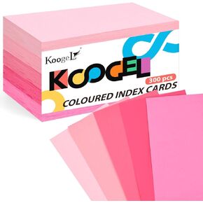 Koogel 300 قطعة من بطاقات الفهرسة، بطاقات فهرسة ملونة مقاس 3x5 بوصة، بطاقات فلاش فارغة، 5 ألوان، بطاقات ملاحظة، بطاقات دراسة، بطاقات ملاحظات للمدرسة، بطاقات ألعاب مكتبية، زرقاء