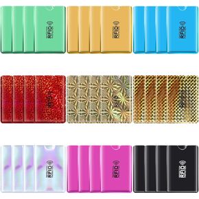 حامل بطاقات RFID ملون، مجموعة أكمام بطاقات الائتمان RFID، واقي بطاقة الهوية RFID للنساء والرجال (10 قطع)