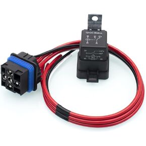 1 Pack 60/80 Amp 12 Volt Waterproof Automotive Relay with Pigtail, 5-Pin Heavy Duty 12 AWG Tinned Copper Wires Marine Relays for Boats Auto Fan Cars