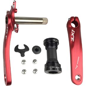 BNVB Bike Crank Arm Set， 170mm 104 BCD Mountain Bike Crank Set with Bottom Bracket Crank and Chainring Bolts for MTB BMX Road Bicyle, Compatible with Shimano, FSA, Gaint (Black/Red/Silver)