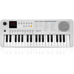 37 Keys Small Keyboard Piano, Mini Portable Piano Keyboard with Transpose and Octave Function, with LED Display and Built-In Speaker, Digital Music Keyboard Gift for Beginners/Adults (White)