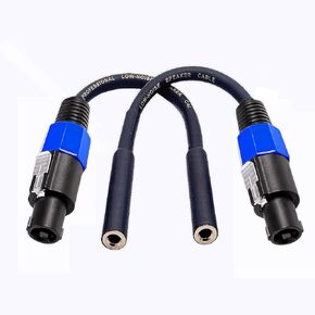 Sam&Johnny Speakon to 1/4 TS Female 6.35 mm Mono Jack Speaker Cables, 6 inches Speaker Audio Adapter, 2 Packs Speaker Plug Adapter 1/4" to Twist Lock Speak-On