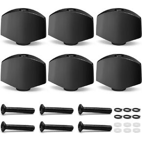 Metal Black Guitar Tuning Peg Buttons, Circle Tuning Key Button Heads Tuners Machine Handle for Folk Electric and Acoustic Guitar, Pack of 6