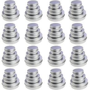 48 Pieces Round Aluminum Cans Screw Lid Metal Tins Jars Empty Slip Slide Containers (Mixed Sizes)