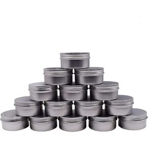 3 Oz 15 Pack 90ml Empty Round Silver Aluminum Tin Cans Metal Steel Tins Screw Top Slip Slide Metal Storage Cosmetic Container Organization for DIY Candles Salve Crafts Spice Tea Gift(90g)