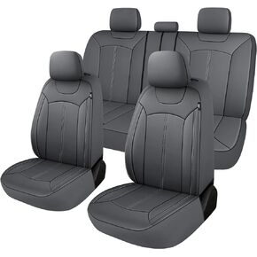 Premium Leather Car Seat Covers Front Set, Waterproof Stain-Resistant Seat Covers for Cars, Universal Automotive Interior Covers for Sedan SUV Truck Pick-up Van, Black