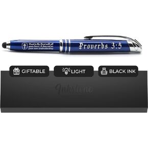 Proverbs 3:5 Engraved Inspirational Stylus Gift Pen with LED Lighted Writing Tip and Presentation Gift Box