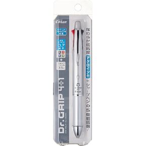 PILOT Dr. Grip 4+1, 4 Color 0.7 mm Ballpoint Multi Pen & 0.5 mm Mechanical Pencil - Silver Body (BKHDF1SFN-S)