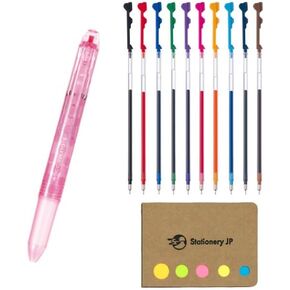 Pilot Hi-tec-c Coleto 5 Color Multi Pen Body Component, Pink Pearl, Rubber Grip, 0.4mm 10 Color Ink Refills, Sticky Notes Value Set