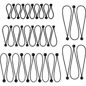Ball Bungee Cords with Balls, 4 Inch 6 Inch 9 Inch and 12 Inch Mix Package, Black Tie Down Cord, Real Rubber UV Resistant, 36 Piece