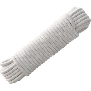 100 ft. Cotton All Purpose Braided Rope, High Strength and Excellent Shock Absorption, Thickness 6mm | Good for Tie, Pull, Swing, Climb and Knot