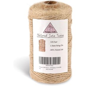 Natural Jute Twine Hemp Rope (1.5mm/2mm/3mm/6mm) Durable String for Handmde Crafts,Gardening Applications,Home Gardening,Cat Scratching Post,Gift Packaging. (3mm*328ft)