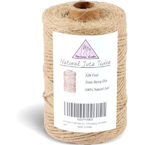 Natural Jute Twine Hemp Rope (1.5mm/2mm/3mm/6mm) Durable String for Handmde Crafts,Gardening Applications,Home Gardening,Cat Scratching Post,Gift Packaging. (3mm*328ft)