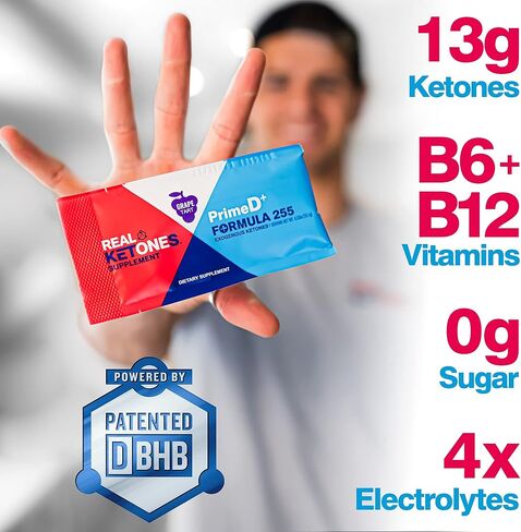 الكيتونات الحقيقية الخارجية Keto D BHB + MCT + إلكتروليتات، مسحوق مزيج مشروب خالٍ من الكافيين، تارت العنب من أجل الكيتوزية السريعة (56 وجبة) in Kuwait