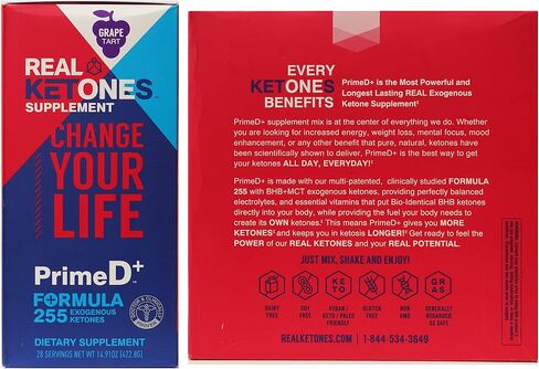 الكيتونات الحقيقية الخارجية Keto D BHB + MCT + إلكتروليتات، مسحوق مزيج مشروب خالٍ من الكافيين، تارت العنب من أجل الكيتوزية السريعة (56 وجبة) in Kuwait