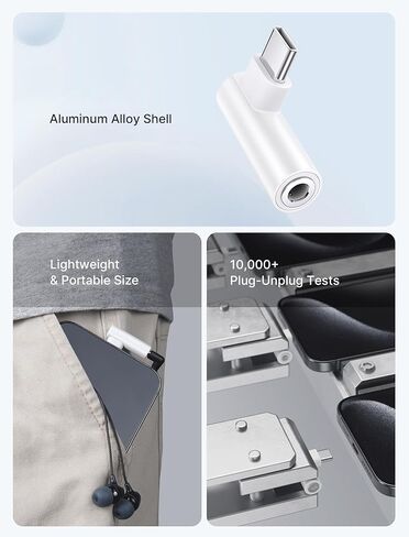 JSAUX 2 حزمة محول صوت USB C إلى 3.5 مم بزاوية قائمة، محول مقبس سماعة رأس من النوع C إلى Aux مع دونجل DAC HiFi 24 بت متوافق مع Samsung Galaxy S23 Ultra، Pixel 7، iPad Pro، MacBook، iPhone 15 in Kuwait