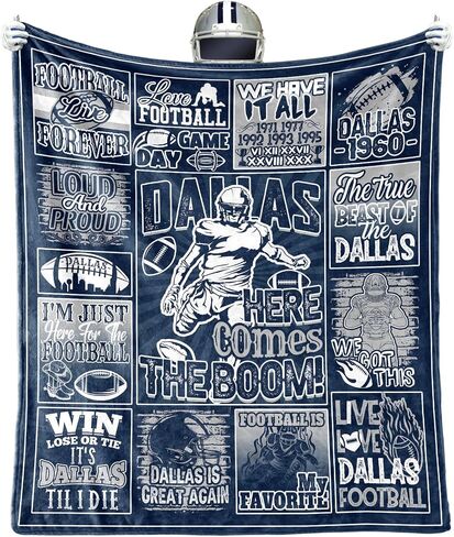 Dallas Flannel Blanket 60x50 Inch, Football Team Blanket Gifts for Men Women Youth Fans, Football Blanket Splicing Travel Throw Blanket in Saudi Arabia