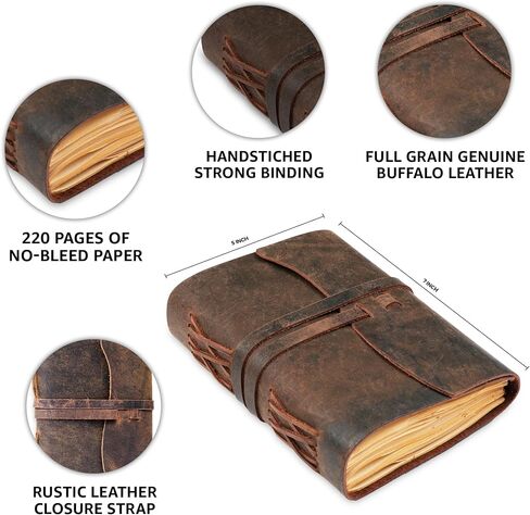 LEATHER VILLAGE Leather Journal-8"X6"-Rustic Brown in Kuwait