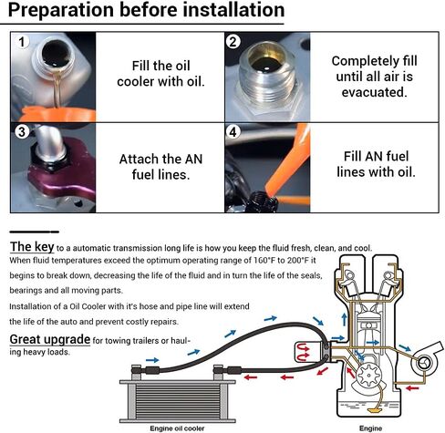 10 Row AN10-10AN Stacked Plate Oil Cooler 6AN 8AN Adapter Universal Engine Transmission Aluminium Alloy in Kuwait
