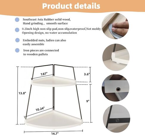 XSuYung 2 Tier Corner Bathroom Counter Organizer,Coffee Bar Organizer for Countertop,Bathroom Organizers and Storage,Wood Bathroom Accessories/Decor(White) in Saudi Arabia