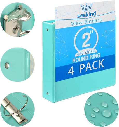 مجلدات حلقات مقاس 1 بوصة، مجلدات عرض SEEKIND، تحمل ورقًا يصل إلى 8.5 بوصة و11 بوصة، غطاء شفاف قابل للتخصيص، للمنزل والمكتب ومستلزمات المدرسة، 6 عبوات in Saudi Arabia