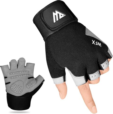 Gym Gloves Fitness Training Anti Slip Shock-Absorbing Weight Lifting Gloves Padded Grip Breathable Fingerless Workout Support for Men Women Cycling Exercise in Saudi Arabia