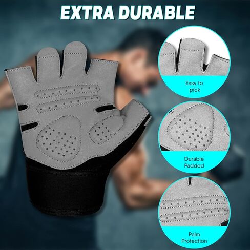 Gym Gloves Fitness Training Anti Slip Shock-Absorbing Weight Lifting Gloves Padded Grip Breathable Fingerless Workout Support for Men Women Cycling Exercise in Saudi Arabia