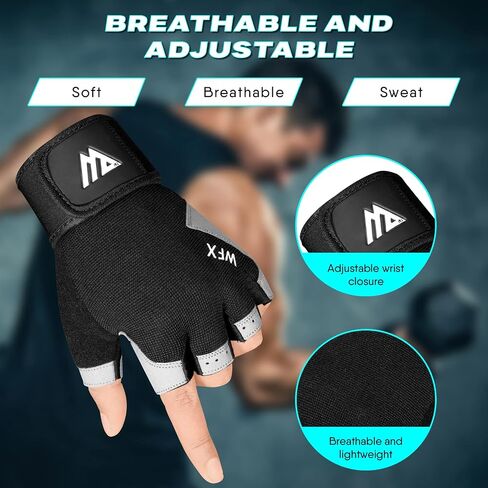 Gym Gloves Fitness Training Anti Slip Shock-Absorbing Weight Lifting Gloves Padded Grip Breathable Fingerless Workout Support for Men Women Cycling Exercise in Saudi Arabia