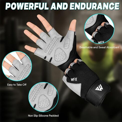Gym Gloves Fitness Training Anti Slip Shock-Absorbing Weight Lifting Gloves Padded Grip Breathable Fingerless Workout Support for Men Women Cycling Exercise in Saudi Arabia