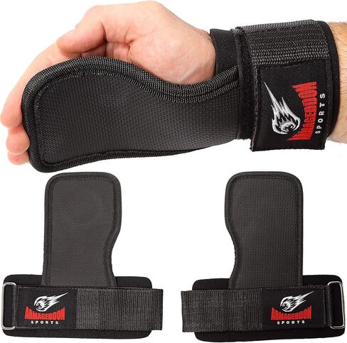 ARMAGEDDON SPORTS Weight Lifting Gym Hand Grips Workout Straps with Adjustable Wrist Support Wraps - Fitness Gloves Alternative in Saudi Arabia