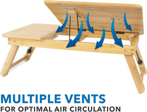 تركيبها! صينية سرير للكمبيوتر المحمول مع سطح مائل ودرج تخزين قابل للسحب | طاولة إفطار قابلة للتعديل بتصميم قابل للطي | صينية الكمبيوتر المحمول المصنوعة من الخيزران الطبيعي والصديقة للبيئة (MI-7212) in Kuwait