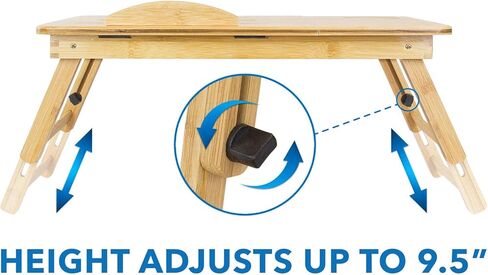 تركيبها! صينية سرير للكمبيوتر المحمول مع سطح مائل ودرج تخزين قابل للسحب | طاولة إفطار قابلة للتعديل بتصميم قابل للطي | صينية الكمبيوتر المحمول المصنوعة من الخيزران الطبيعي والصديقة للبيئة (MI-7212) in Kuwait