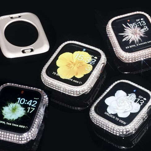 Tensea [2 in 1 for Waterproof Apple Watch Screen Protector Case Series 10 46mm Accessories, iWatch Hard Diamond Front and Back Bumper Case with Tempered Glass Film, Bling Face Cover Women, 46 mm in Saudi Arabia