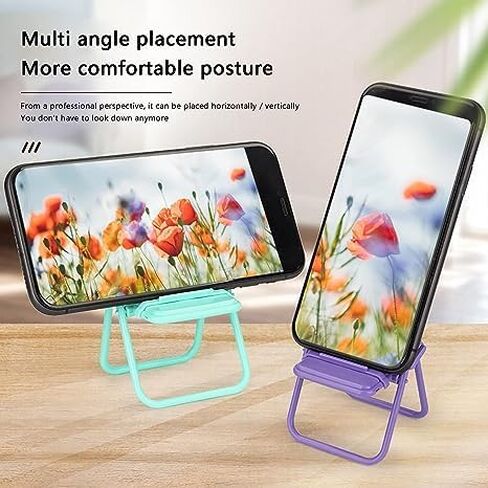 Htppzjr Purple Mini Portable Cell Phone Stand Foldable Chair Shape Universal Candy Color Mobile Multi-Angle Cradle for Desk Phone Holder Telephone Stands in Saudi Arabia
