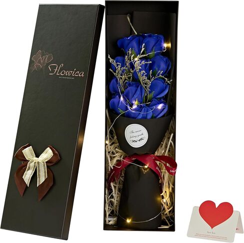 Preserved Flower Bouquet, Gift Box from Forever Roses and LED Lights, Gifts for Women, Artificial Flowers Bouquet for Wife, Girlfriend, Unique Mom Gifts. (Pink) in Saudi Arabia
